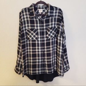 Knox Rose NWT Long Sleeve Shirt Blue Plaid Size 2X
